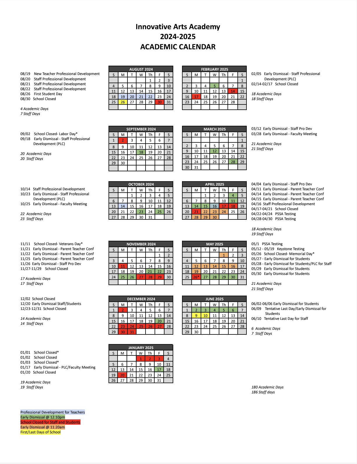  24/25 Academic Calendar